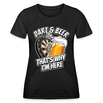 Darts & Beer - c’est pourquoi je suis ici - Dartfan - T-shirt sport Femme - noir - Devant - AI Model Female 172 light (172cm)