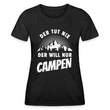 Der tut nix - Wohnmobil - Camping - Spruch - Frauen Funktions-T-Shirt - Schwarz - Vorne - AI Model Female 172 light (172cm)