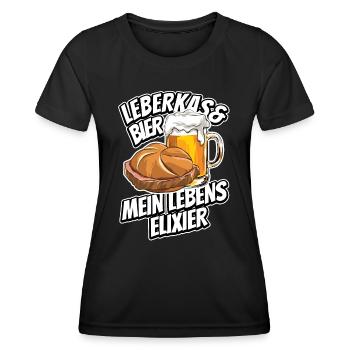 Leberkas + Bier - Fast Food - Spruch - Frauen Funktions-T-Shirt - Schwarz - Vorne - AI Model Female 172 light (172cm)