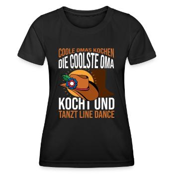 Die coolste Oma kocht und tanzt Line Dance - Frauen Funktions-T-Shirt - Schwarz - Vorne - AI Model Female 172 light (172cm)