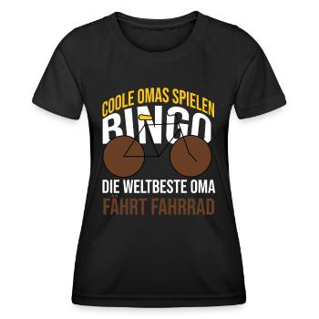 Die weltbeste Oma fährt Fahrrad. - Frauen Funktions-T-Shirt - Schwarz - Vorne - AI Model Female 172 light (172cm)