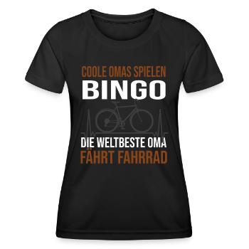 Die weltbeste Oma fährt Fahrrad. - Frauen Funktions-T-Shirt - Schwarz - Vorne - AI Model Female 172 light (172cm)