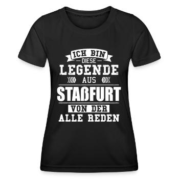Stadt Staßfurt Deutschland Legende Spruch - Frauen Funktions-T-Shirt - Schwarz - Vorne - AI Model Female 172 light (172cm)