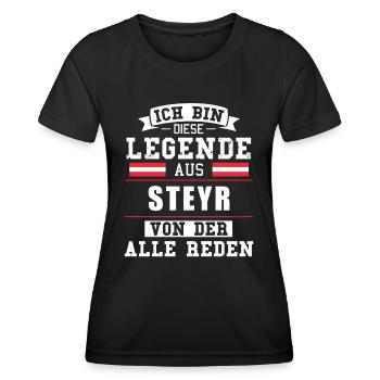 Stadt Steyr Österreich Legende Spruch - Frauen Funktions-T-Shirt - Schwarz - Vorne - AI Model Female 172 light (172cm)