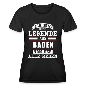 Stadt Baden Österreich Legende Spruch - Frauen Funktions-T-Shirt - Schwarz - Vorne - AI Model Female 172 light (172cm)
