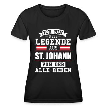 Stadt St. Johann Österreich Legende Spruch - Frauen Funktions-T-Shirt - Schwarz - Vorne - AI Model Female 172 light (172cm)
