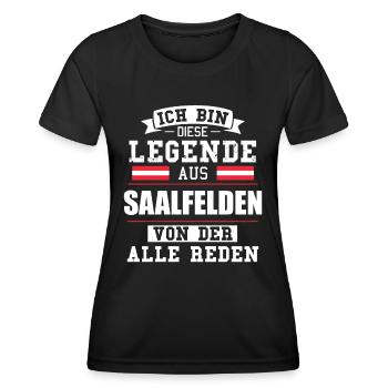 Stadt Saalfelden Österreich Legende Spruch - Frauen Funktions-T-Shirt - Schwarz - Vorne - AI Model Female 172 light (172cm)