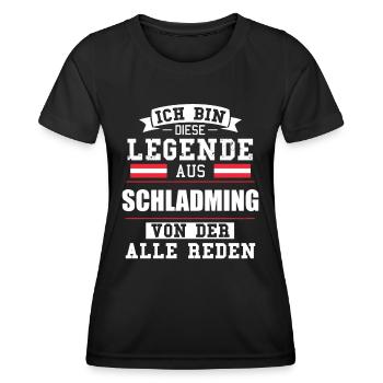 Stadt Schladming Österreich Legende Spruch - Frauen Funktions-T-Shirt - Schwarz - Vorne - AI Model Female 172 light (172cm)