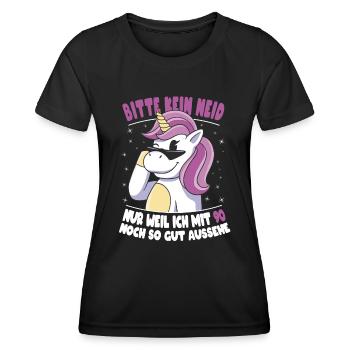 Bitte Kein Neid Weil Ich Mit 90 So Gut Aussehe - Frauen Funktions-T-Shirt - Schwarz - Vorne - AI Model Female 172 light (172cm)