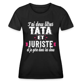Juriste Tata Tatie Femme Cadeau Métier Famille - T-shirt sport Femme - noir - Devant - AI Model Female 172 light (172cm)