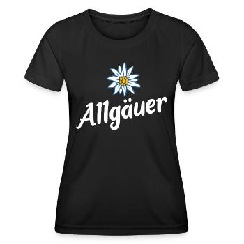 Allgäuer - Alpen Edelweiß aus dem Allgäu - Frauen Funktions-T-Shirt - Schwarz - Vorne - AI Model Female 172 light (172cm)
