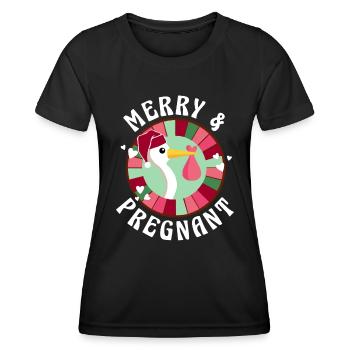 Baby Pregnancy Family Christmas Mom Dad - Women's Functional T-Shirt - black - Front - AI Model Female 172 light (172cm)