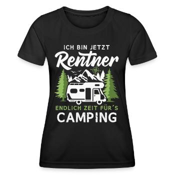 Wohnmobil Rentner endlich Zeit für Camping - Frauen Funktions-T-Shirt - Schwarz - Vorne - AI Model Female 172 light (172cm)