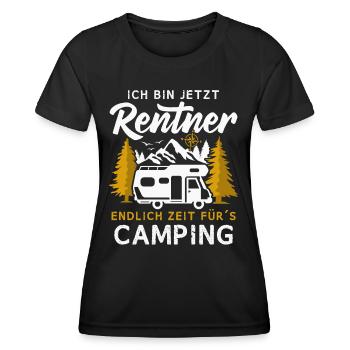 Wohnmobil Rentner endlich Zeit für Camping - Frauen Funktions-T-Shirt - Schwarz - Vorne - AI Model Female 172 light (172cm)