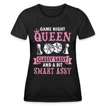 Queen Of Game Night Card Game Broadgame Winner - Women's Functional T-Shirt - black - Front - AI Model Female 172 light (172cm)