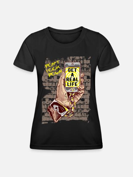Smartphone Handy - Frauen Funktions-T-Shirt - Schwarz