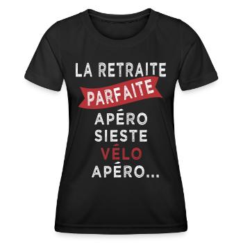 retraite parfaite sieste vélo apero - T-shirt sport Femme - noir - Devant - AI Model Female 172 light (172cm)