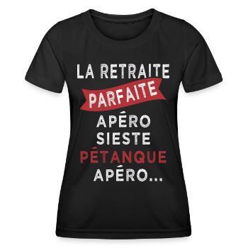 retraite parfaite sieste pétanque apero - T-shirt sport Femme - noir - Devant - AI Model Female 172 light (172cm)