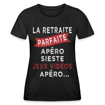 retraite parfaite sieste jeux vidéos apero - T-shirt sport Femme - noir - Devant - AI Model Female 172 light (172cm)
