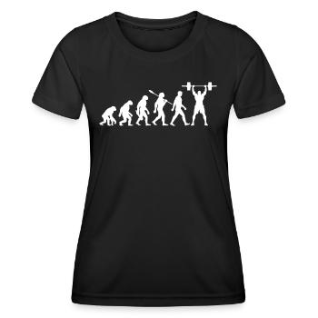 Evolution - Gewichtheben - Kraftsport - Frauen Funktions-T-Shirt - Schwarz - Vorne - AI Model Female 172 light (172cm)