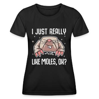 J’aime vraiment les taupes, OK? Taupe mignonne - T-shirt sport Femme - noir - Devant - AI Model Female 172 light (172cm)