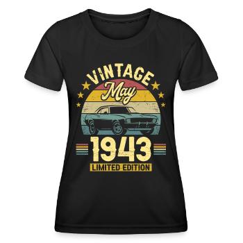 Vintage May 1943 80 years anniversary - Women's Functional T-Shirt - black - Front - AI Model Female 172 light (172cm)