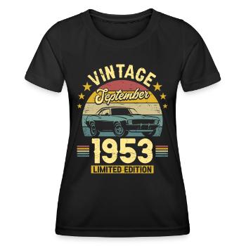 Birthday September 1953 70 years anniversary - Women's Functional T-Shirt - black - Front - AI Model Female 172 light (172cm)