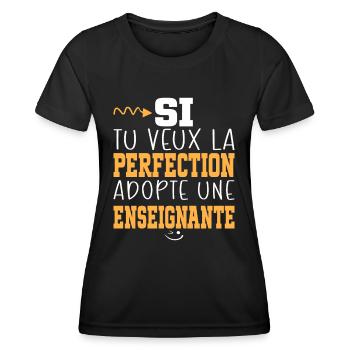 Métier Humour Femme Enseignante - T-shirt sport Femme - noir - Devant - AI Model Female 172 light (172cm)