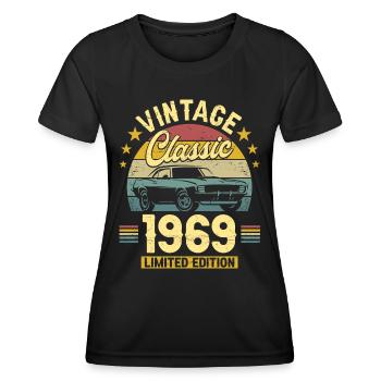 Vintage Car Year 1969 55 Years Anniversary - Women's Functional T-Shirt - black - Front - AI Model Female 172 light (172cm)