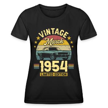 Birthday March 1954 70 Years Anniversary - Women's Functional T-Shirt - black - Front - AI Model Female 172 light (172cm)