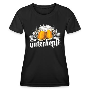 Unterhopft - Biergläser - Biertrinker Spruch - Frauen Funktions-T-Shirt - Schwarz - Vorne - AI Model Female 172 light (172cm)