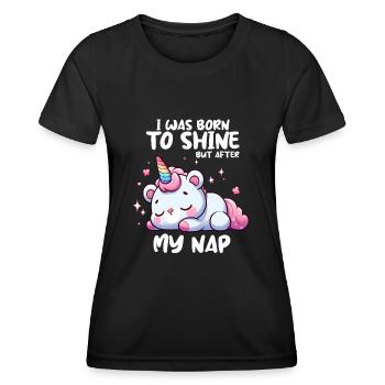 Je suis née pour briller mais après ma sieste - T-shirt sport Femme - noir - Devant - AI Model Female 172 light (172cm)