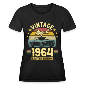 Aout 1964 Voiture 60ème Anniversaire - T-shirt sport Femme - noir - Devant - AI Model Female 172 light (172cm)