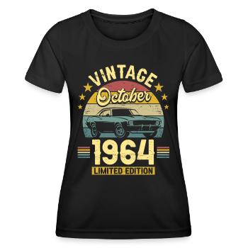 Octobre 1964 Voiture 60ème Anniversaire - T-shirt sport Femme - noir - Devant - AI Model Female 172 light (172cm)