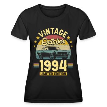 Octobre 1994 Voiture 30ème Anniversaire - T-shirt sport Femme - noir - Devant - AI Model Female 172 light (172cm)