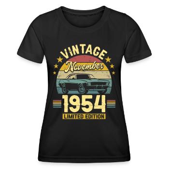 November 1954 70th Anniversary Car - Women's Functional T-Shirt - black - Front - AI Model Female 172 light (172cm)