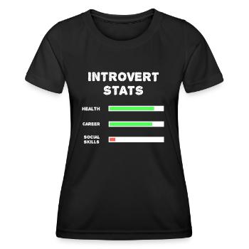 Statistiques introverties, vie jeux vidéo drôles - T-shirt sport Femme - noir - Devant - AI Model Female 172 light (172cm)