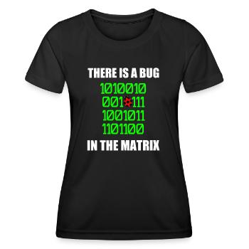 Es gibt einen Fehler in Matrix Marienkäfer Wortspiel, binär - Frauen Funktions-T-Shirt - Schwarz - Vorne - AI Model Female 172 light (172cm)