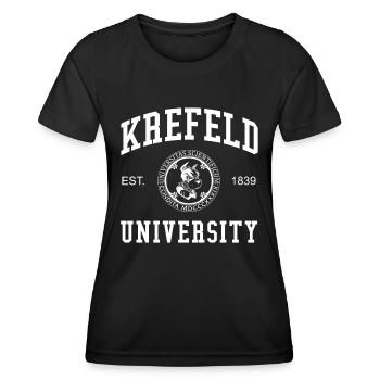 Krefeld University Universität Hochschule Uni - Frauen Funktions-T-Shirt - Schwarz - Vorne - AI Model Female 172 light (172cm)