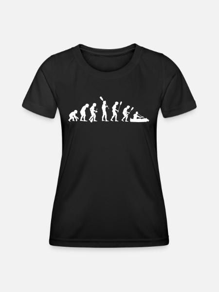 menschliche Evolution Kajak - Frauen Funktions-T-Shirt - Schwarz