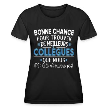 Bonne Chance Collègue Cadeau Humour Retraite - T-shirt sport Femme - noir - Devant - AI Model Female 172 light (172cm)