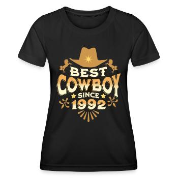 Cowboy geboren 1992 Birthday Man 30 Jahre - Frauen Funktions-T-Shirt - Schwarz - Vorne - AI Model Female 172 light (172cm)