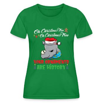 Oh Christmas Tree Your Ornaments Are History - Women's Functional T-Shirt - kelly green - Front - AI Model Female 172 dark (172cm)