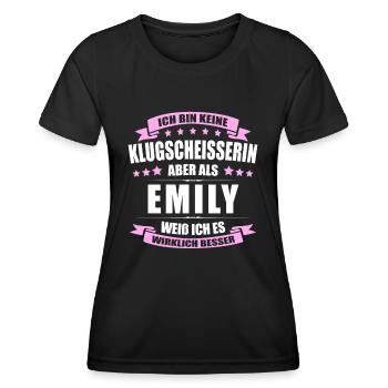Name Emily Vorname Klugscheisserin Namenstag - Frauen Funktions-T-Shirt - Schwarz - Vorne - AI Model Female 172 light (172cm)