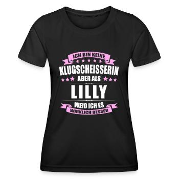 Name Lilly Vorname Klugscheisserin Namenstag - Frauen Funktions-T-Shirt - Schwarz - Vorne - AI Model Female 172 light (172cm)