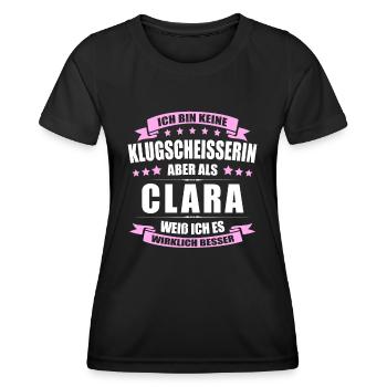 Name Clara Vorname Klugscheisserin Namenstag - Frauen Funktions-T-Shirt - Schwarz - Vorne - AI Model Female 172 light (172cm)