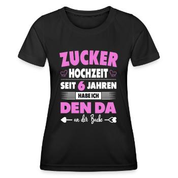 6 Hochzeitstag Paare 6 Jahre Ehe Zucker Hochzeit - Frauen Funktions-T-Shirt - Schwarz - Vorne - AI Model Female 172 light (172cm)