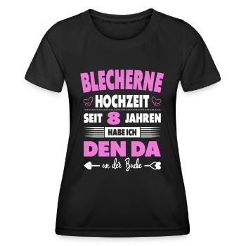 8 Hochzeitstag 8 Jahre Ehe Blecherne Hochzeit - Frauen Funktions-T-Shirt - Schwarz - Vorne - AI Model Female 172 light (172cm)