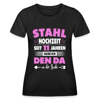 11 Hochzeitstag Paare 11 Jahre Ehe Stahlhochzeit - Frauen Funktions-T-Shirt - Schwarz - Vorne - AI Model Female 172 light (172cm)