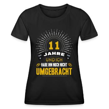 11 Hochzeitstag Ehefrau 11 Jahre Ehe Stahlhochzeit - Frauen Funktions-T-Shirt - Schwarz - Vorne - AI Model Female 172 light (172cm)